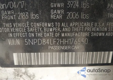 2017 Hyundai Elantra Se из США, поврежденный, VIN 5NPD84LF2HH176550